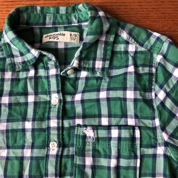 Abercrombie Kids Plaid Button Down Shirt Sz 9/10 - Picture 2 of 4
